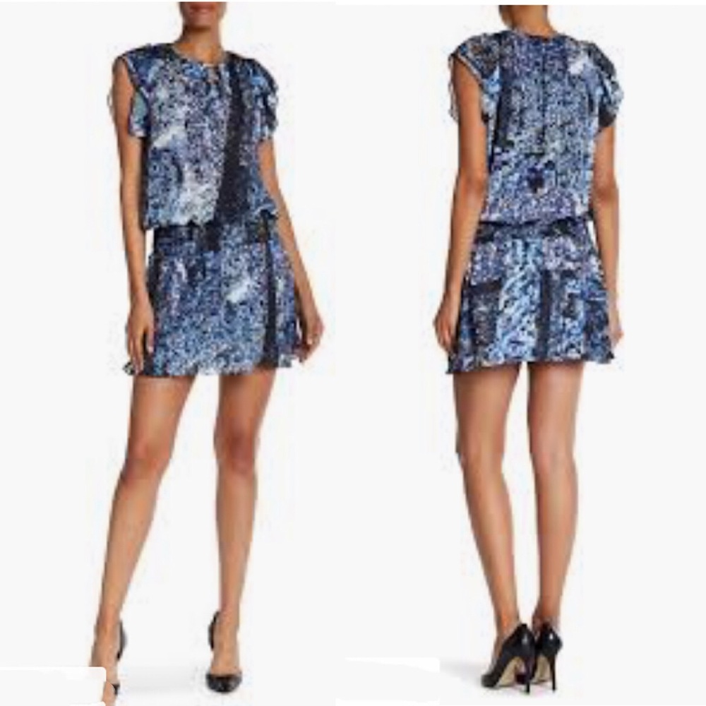 Parker Flutter Sleeve smock Waist chiffon dress - Picture 1 of 6